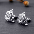 Two Tone 3D Rose Flower Stud Earrings, Fashion Floral Ear Jewelry Accessories For Women view 6