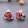 Two Tone 3D Rose Flower Stud Earrings, Fashion Floral Ear Jewelry Accessories For Women view 8