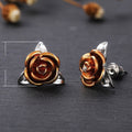Two Tone 3D Rose Flower Stud Earrings, Fashion Floral Ear Jewelry Accessories For Women view 5