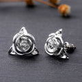 Two Tone 3D Rose Flower Stud Earrings, Fashion Floral Ear Jewelry Accessories For Women view 3
