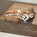 Rose Gold Cubic Zirconia Women's Couple Ring Set, Cross-Border Fashion Jewelry view 5