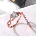 Rose Gold Cubic Zirconia Women's Couple Ring Set, Cross-Border Fashion Jewelry view 2