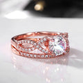 Rose Gold Cubic Zirconia Women's Couple Ring Set, Cross-Border Fashion Jewelry view 3