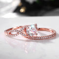 Rose Gold Cubic Zirconia Women's Couple Ring Set, Cross-Border Fashion Jewelry view 4