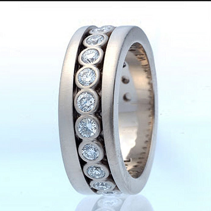 Vintage Simulated Diamond Men's Ring, Copper Cubic Zirconia Engagement Finger Jewelry
