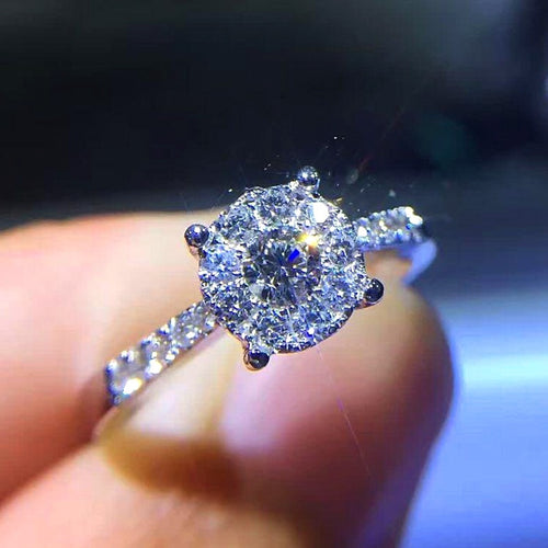 European American Four Prong Zircon Engagement Ring, Simple Fashion Proposal Wedding Jewelry For Women