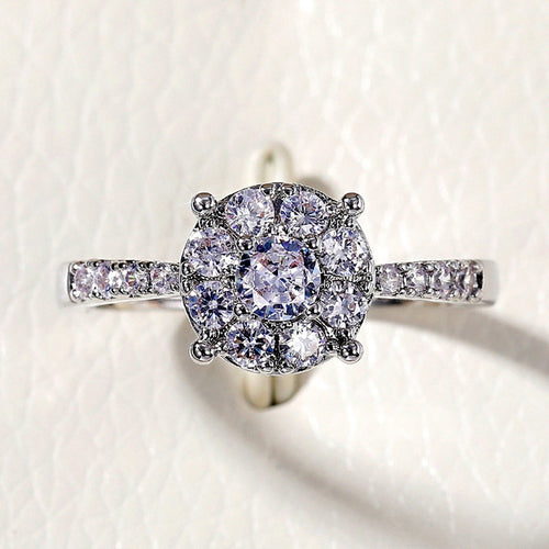 European American Four Prong Zircon Engagement Ring, Simple Fashion Proposal Wedding Jewelry For Women
