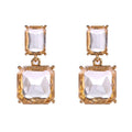 Elegant Geometric Square Crystal Drop Studs With Transparent Gemstone Alloy Setting For Women Earrings view 5