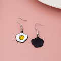 Cute Fried Egg Shape Enamel Alloy Drop Dangle Earrings For Women Cartoon Food Jewelry Earrings view 2