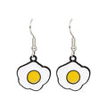 Cute Fried Egg Shape Enamel Alloy Drop Dangle Earrings For Women Cartoon Food Jewelry Earrings view 5