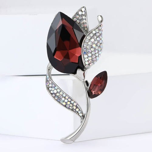 Alloy Glass Flower Brooch Pin For Womens Suit And Cardigan Decoration