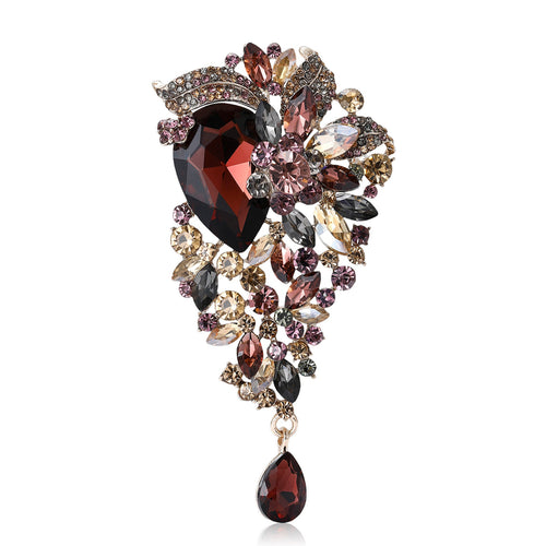 Alloy Crystal Glass Rhinestone Brooch For Fashion Clothing Accessories