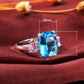 Sparkling Aquamarine Zircon Women's Ring, Fashion Wedding Bridal Hand Jewelry For view 5