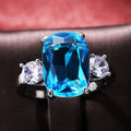 Sparkling Aquamarine Zircon Women's Ring, Fashion Wedding Bridal Hand Jewelry For view 2