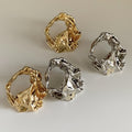 Korean Minimalist Irregular Hollow Geometric Alloy Drop Earrings With Silver Pins For Women view 1