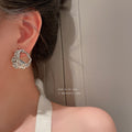 Korean Minimalist Irregular Hollow Geometric Alloy Drop Earrings With Silver Pins For Women view 2