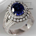 Fashion Women's Ring With Sapphire Blue Zircon Inlay, Anniversary Celebration Jewelry view 2