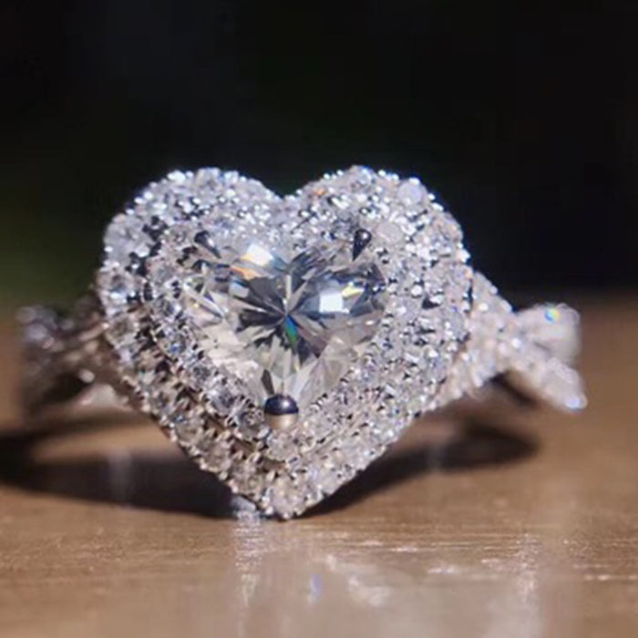 Creative Heart Shaped Ring For Women, Romantic Birthday Gift Fashion Finger Jewelry Accessory