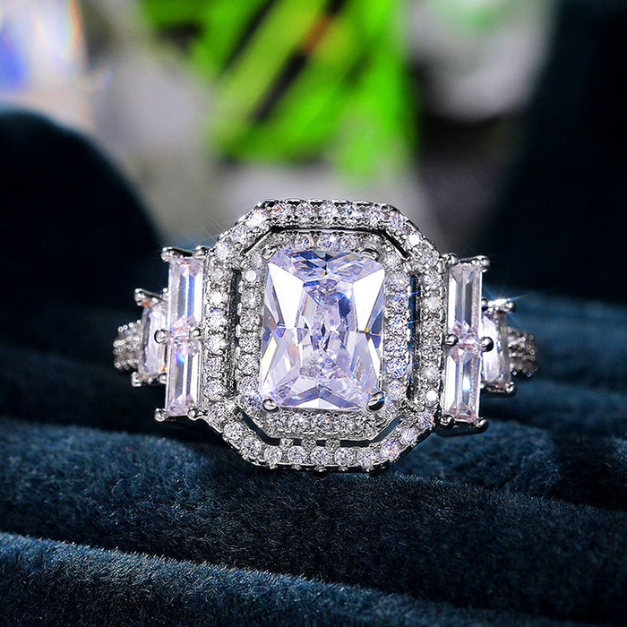 High End Full Zircon Women Ring European Style Creative Wedding Hand Jewelry Gift