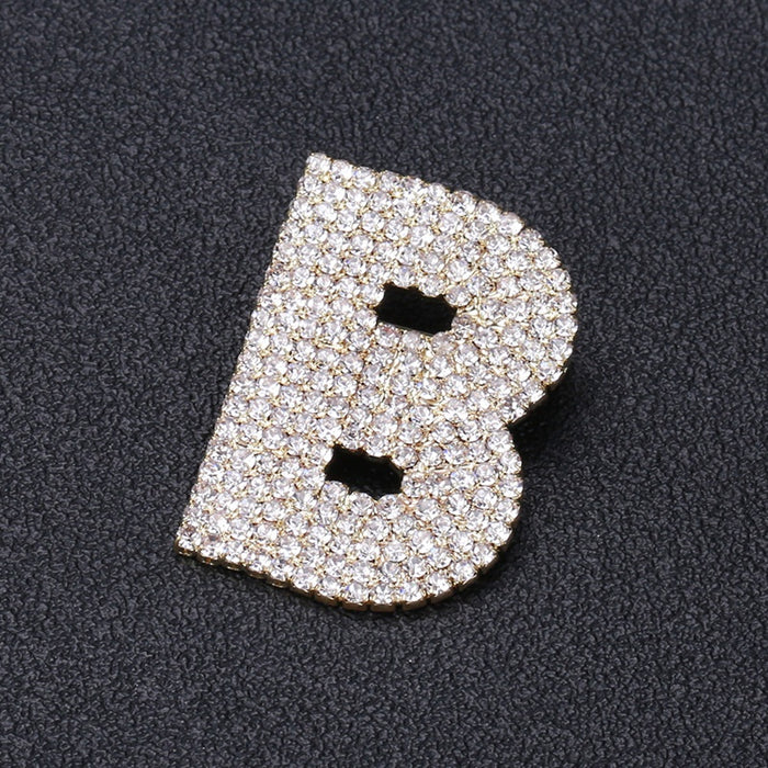 Gold Tone Alloy Rhinestone Letter B Brooch Pin For Unisex Wear
