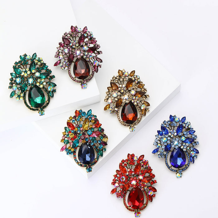 Alloy Rhinestone Glass Brooch Pin For Dresses And Suits – Multicolor