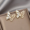 Elegant Luxury Zircon Rhinestone Butterfly Wing 925 Silver Needle Korean Fashion Women's Stud Earrings view 1