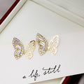 Elegant Luxury Zircon Rhinestone Butterfly Wing 925 Silver Needle Korean Fashion Women's Stud Earrings view 2