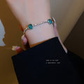 Korean Blue Faux Crystal Alloy Geometric Circle Bangle, Minimalist Fashion Jewelry view 1