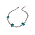 Korean Blue Faux Crystal Alloy Geometric Circle Bangle, Minimalist Fashion Jewelry view 5