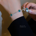 Korean Blue Faux Crystal Alloy Geometric Circle Bangle, Minimalist Fashion Jewelry view 3