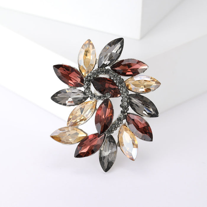 Alloy Crystal Glass Brooch Pin For Suit Coat And Clothing Decoration