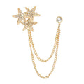 Fashion Rhinestone Sparkling Star Chain Brooch Elegant Lapel Pin Badge Clothing Accessory view 5