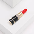 Alloy Enamel Lipstick Brooch With Rhinestones For Apparel Decoration view 4