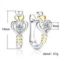 Korean Creative Heart Shape Earrings For Women, Two Tone Linked Heart Stud Ear Cuff Jewelry view 5