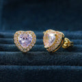 Classic Heart Shaped Zircon Stud Earrings For Women Full Rhinestone Rose Gold Plated Jewelry view 3