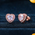 Classic Heart Shaped Zircon Stud Earrings For Women Full Rhinestone Rose Gold Plated Jewelry view 4