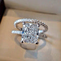 European Fashion Couple Ring Set, Four Prong Zircon Matching Rings, 2 Piece Pair Rings view 3