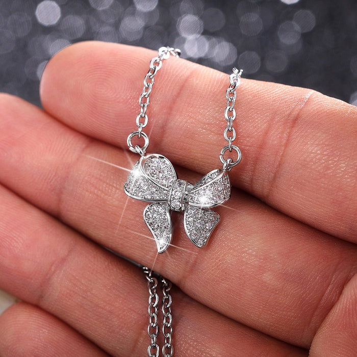 Designer Bowknot Rhinestone Tassel Necklace Fashion Clavicle Chain Jewelry For Women