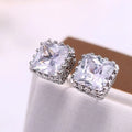 Hollow Crown Square Zircon Stud Earrings Couple Jewelry Fashion Gift Accessories view 2