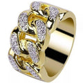 Gold Plated Rhinestone Men's Creative Chain Ring European American Fashion Hand Jewelry view 1