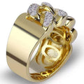Gold Plated Rhinestone Men's Creative Chain Ring European American Fashion Hand Jewelry view 2