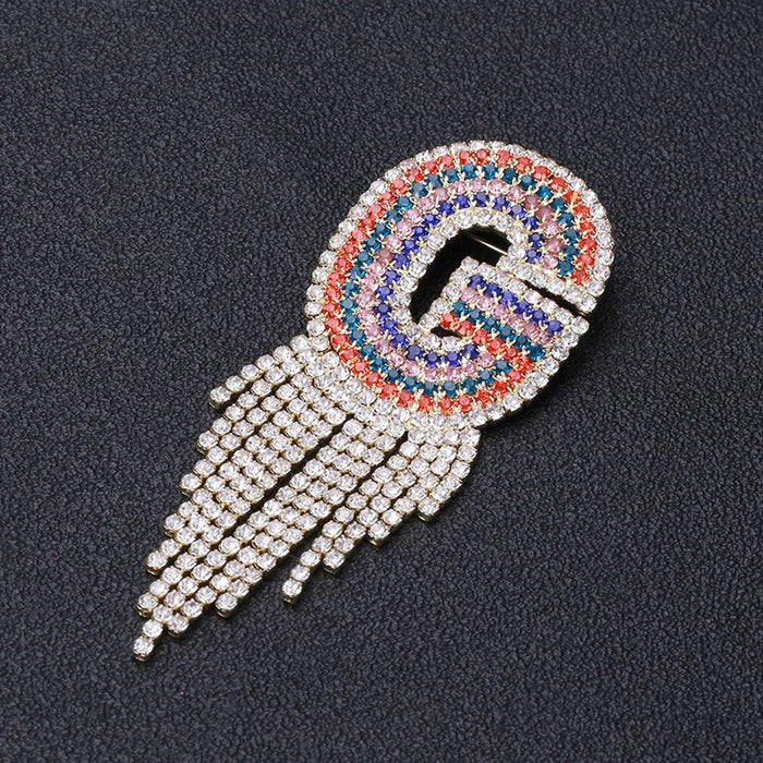 Alloy Letter G Tassel Brooch Pin Fashion Coat Accessory For Women
