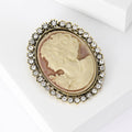 Alloy Gemstone Beauty Head Brooch For Womens Coat Decoration view 3