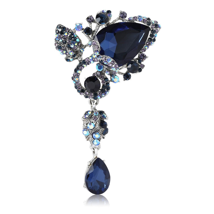 Alloy Rhinestone Teardrop Glass Brooch Pin For Women