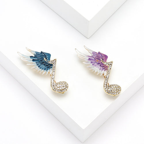Alloy Wing Musical Note Brooch Pin For Collar Decoration
