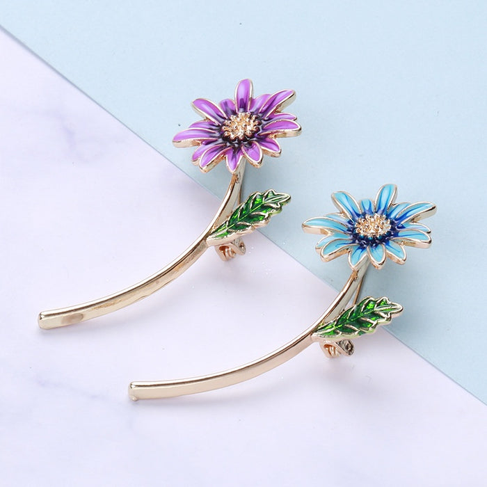 Alloy Sunflower Brooch Pin For Collars Suits And Coats
