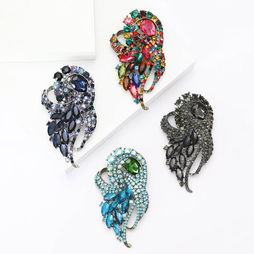 Alloy Rhinestone Glass Statement Brooch For Women's Suits And Coats