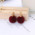 Soft Fuzzy Pom Pom Small Stud Earrings in Five Colors view 8