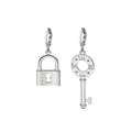 Elegant Korean Style Asymmetric Alloy Lock And Key Chain Drop Stud Hoop Ear Cuff Earrings view 5