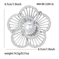 Alloy Pearl Rhinestone Flower Brooch Pin For Sweaters Coats And Suits view 5